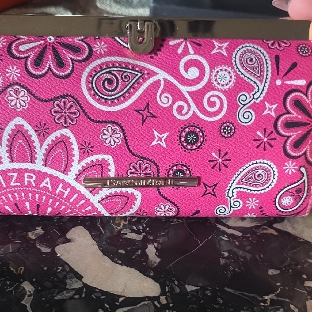 Isaac Mizrahi Vibrant Pink Paisley Clutch